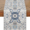 Snycler Table Runner Boho Table Runners Vintage Elegant Farmhouse Table Center Linen Decor for Home Dining Party Entrance (13x108 Inch) Boho-White