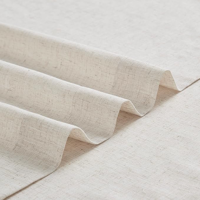 Vision Home Natural Pinch Pleated Semi Sheer Curtains Textured Linen Blended Light Filtering Window Curtains 102 inch for Living Room Bedroom Patio Pinch Pleat Drapes with Hooks 1 Panel 84" Wx102 L