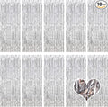 10 Pack Silver Backdrop Curtain 3.2ft x 8.2ft Metallic Tinsel Foil Fringe Curtains Photo Booth Background for Birthday Party Decoration Baby Shower Engagement Wedding Christmas Decoration (Silver)