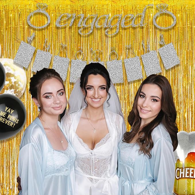 Gold Fringe Curtain Tinsel Backdrop - GREATRIL Foil Fringe Curtain Party Streamers for Prom 2026 NYE New Years Eve Birthdays Christmas Theme Party Decorations Pack of 2