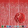 3 Pack Red Backdrop Curtain - CYLMFC 3.3 ft x 6.6 ft Foil Backdrop Curtain Streamers Birthday Decorations for Birthday Party Christmas Graduation Decor