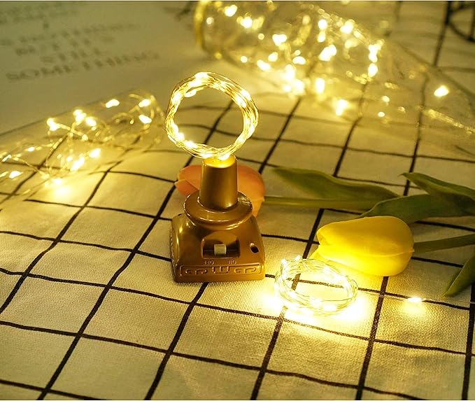 Decorman 10 Pack Solar Wine Bottle Lights 20 LEDs Waterproof Fairy Cork String Silver Wire Craft Lights for Party, Wedding, Christmas, Holiday, Garden, Patio or Table Decor