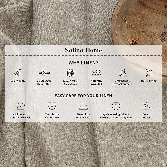 Solino Home Linen Brown Table Runner 48 Inches - Classic Hemstitch, 100% Pure Linen Coffee Table Runner 14 x 48 Inch Ideal for Dresser Tables, Fall, Autumn, Thanksgiving