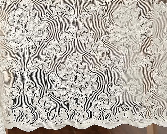 LinenZone Ivory Rectangle Tablecloth for Rustic Vintage Decor. Sheer Lace Works Great As Wedding, Thanksgiving or Christmas Tablecloth (Mia TC 60 x 84, Ivory)