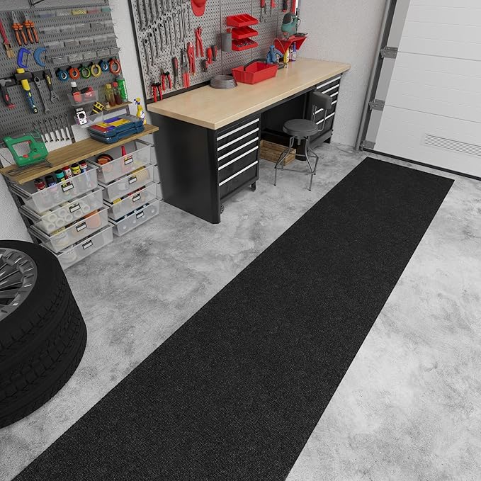 Ottomanson Commercial Scrape Rib Entry Mat – Heavy Duty Ribbed Floor Mat for High Traffic – Non Slip Rubber Back, Waterproof – Indoor Outdoor Use for Offices, Schools, Lobbies, 2'7" x 41', Black