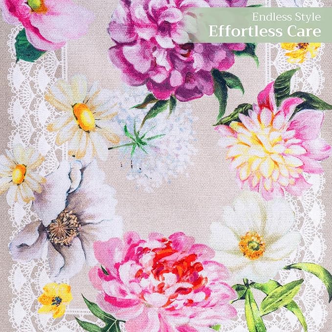 Maison d' Hermine Table Runner 100% Cotton Double Layer Table Runners 108 inches Long Decorative for Home Kitchen Dining Party Baby Shower Wedding Bridal Shower Spring Summer (Pivoine, 14.50" x 108")