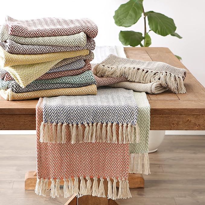 DII Woven Basic Tabletop Collection Chevron Table Runner, 15x108, Tango Red