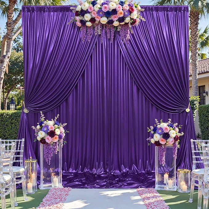 20ftx10ft Purple Sequin Backdrop Curtain Panels for Parties, 4 Panels Wrinkle Free Glitter Photo Backdrop Drapes Shimmer Back Drop Cloth for Wedding Birthday Christmas Photography Background
