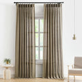 Vision Home Brown Pinch Pleated Semi Sheer Curtains Textured Linen Blended Light Filtering Window Curtains 102 inch for Living Room Bedroom Pinch Pleat Drapes with Hooks 2 Panels 40" Wx102 L