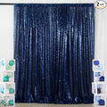 ShiDianYi Navy Blue Backdrop Curtains 2 Panels 4Ftx10Ft Sequin Backdrops for Birthday,Wedding,Studio Decor, Seamless, Navy Photograph Background