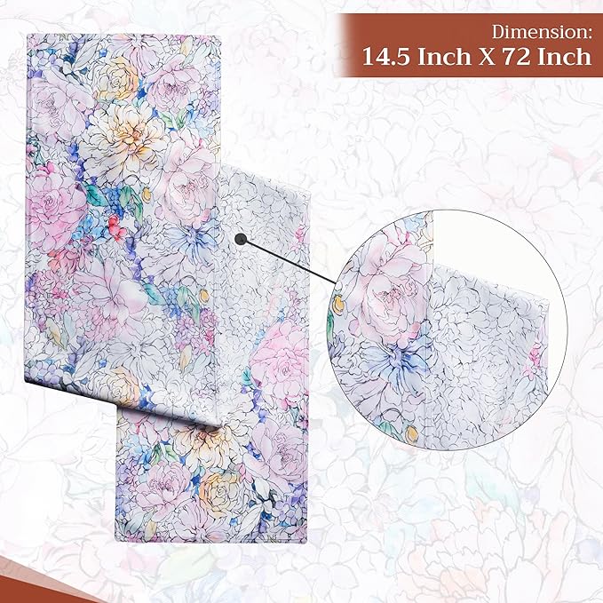Maison d' Hermine Table Runner 100% Cotton Double Layer Table Runners 72 inches Long Decorative for Kitchen Dining Party Baby Shower Wedding Bridal Shower Spring Summer (Floral Love, 14.50" x 72")
