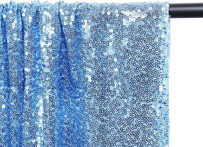 Poise3EHome Blue Sequin Backdrop,10FT x 10FT Sequin Photography Backdrop Curtain for Party Decoration, Baby Blue