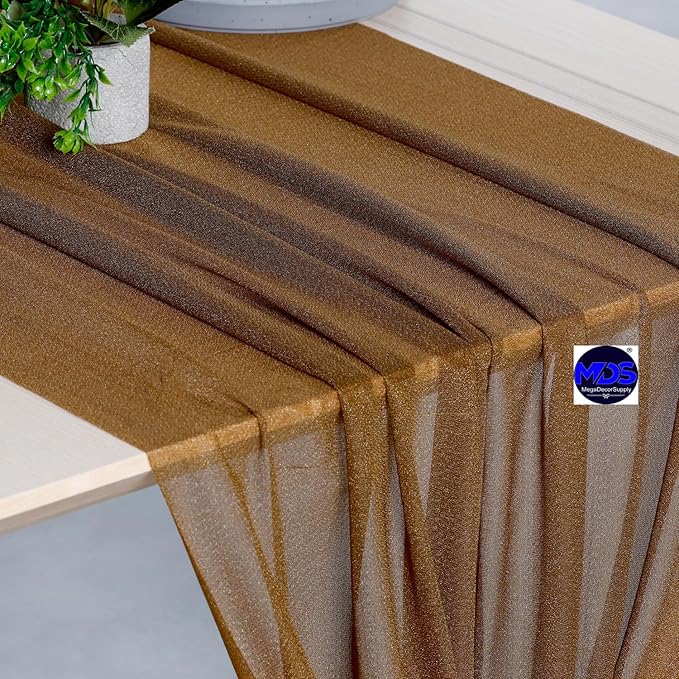MDS Halloween Chiffon Table Runner - 25 Pack, 29 x 170 Inches, 14ft Each - Sheer Spooky Table Runners for Haunted House Parties, Trick-or-Treat Tables, Witchy Décor, Wedding & Events - Mocha