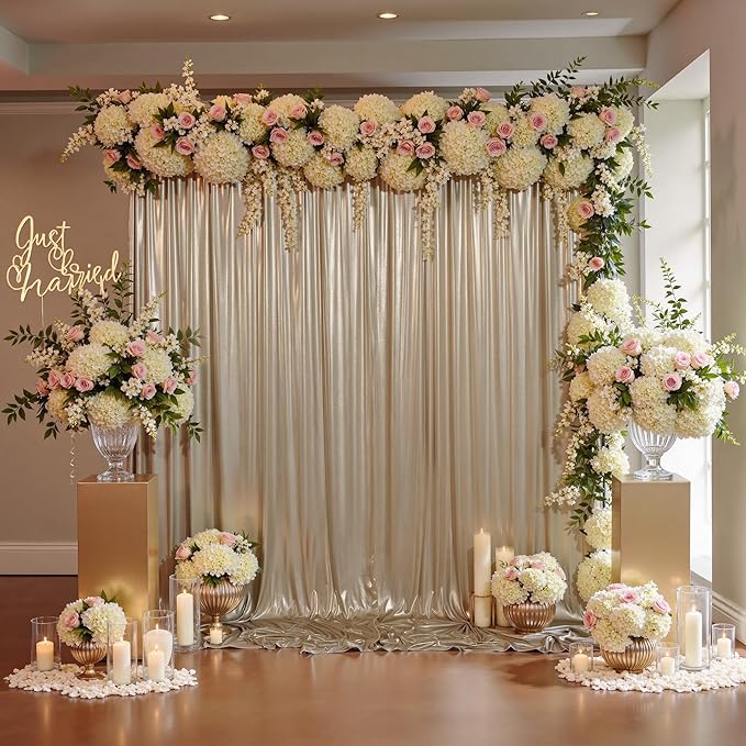 20x10ft Thick Champagne Glitter Backdrop Curtain Panels for Parties, Wrinkle Free Sequin Sparking Photo Backdrop Drapes, 4 Panels 5x10ft Shimmer Back Drop Cloth for Wedding Birthday Photography