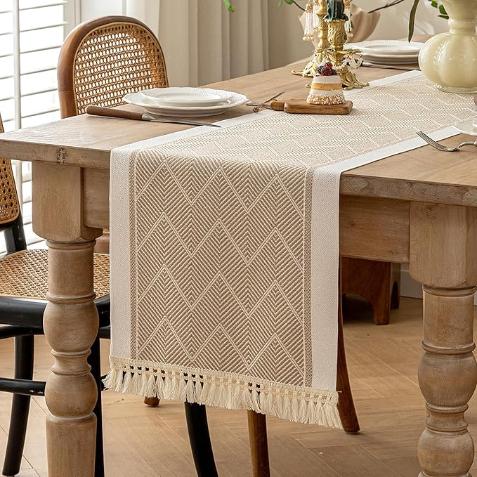 Table Runners 83 Inches,Waterproof Boho Table Runner with Tassel Fringe,Table Runner for Party Coffee Table