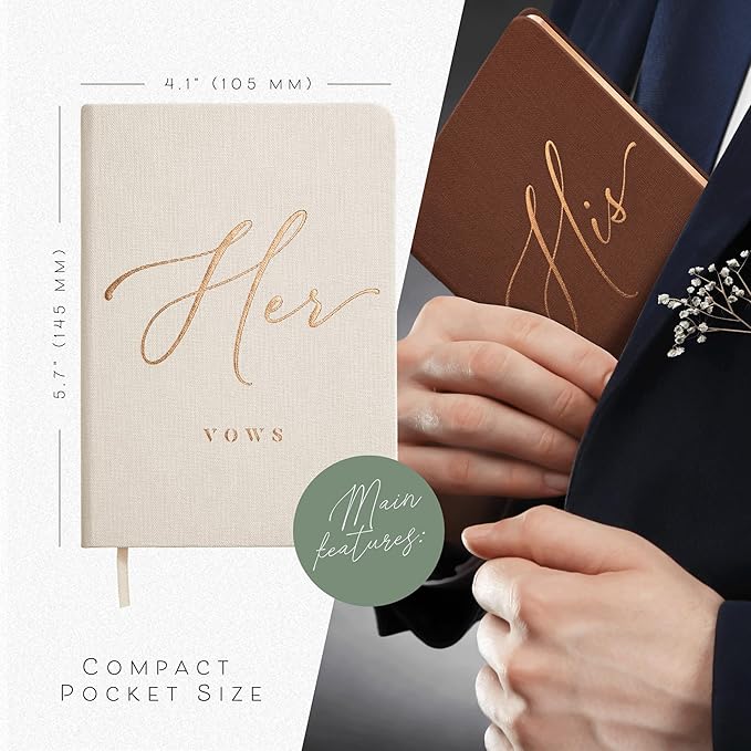 ARTESORI Vow Books His and Hers - Linen Wedding Vow Books Perfect as Bride & Groom Gifts, Wedding Registry Ideas - His & Hers Gifts Wedding Vow Book - Wedding Essentials & Accessories