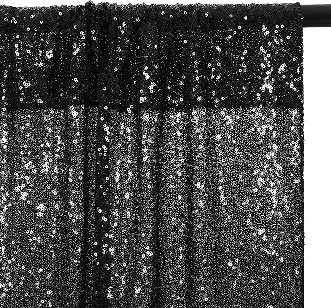 Eternal Beauty Black Sequin Backdrop, 10x10 Ft Glitter Background Curtains for Shimmer Photography Party Wedding Birthday Back Drop Decor