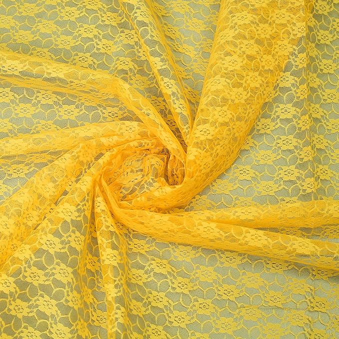 MDS Pack of 20 Wedding 12 x 108 inches Lace Table Runner for Wedding, Decorations for Birthday Parties, Banquets, Graduations, Engagements, and Runners fit Rectangle, Round Table- Yellow Gold