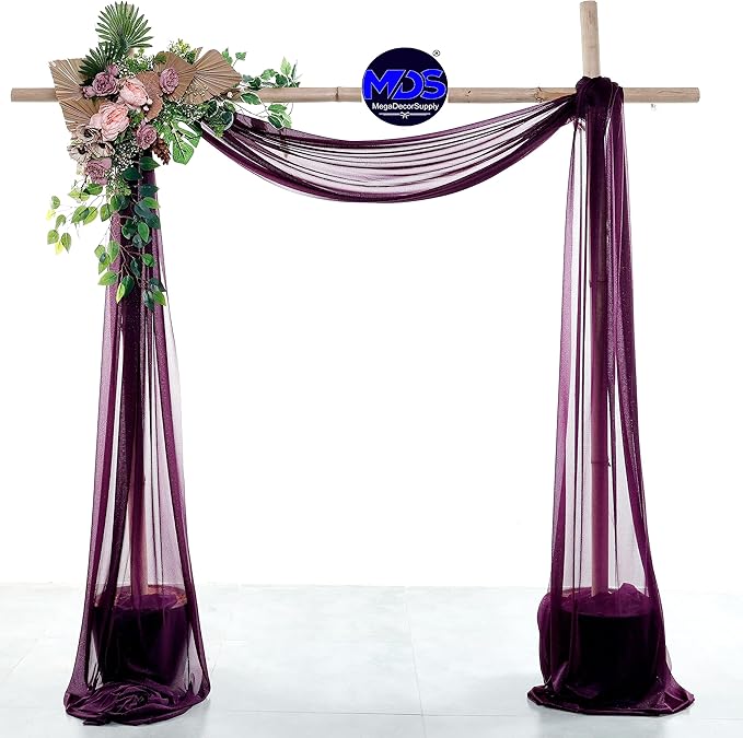 MDS Halloween Chiffon Draping Fabric - 1 Panel, 30" Wide x 40ft Long - Sheer Spooky Arbor & Canopy Drapery for Haunted House Backdrops, Party Ceilings, DIY Costumes & Themed Events - Eggplant
