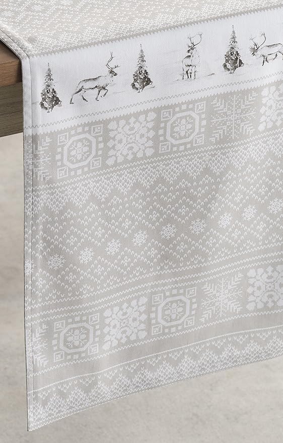 Maison d' Hermine Table Runner 100% Cotton Single Layer Table Runners 48 inches Long for Thanksgiving Christmas Decorations Home Kitchen Dining Party Wedding (Cozy Christmas, 14.5" x 48")