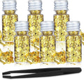 6Pcs Decorative Gold Leaf, Multifunction Gold Leaf Cake Decoration Baking Foil Decor for Cooking Dessert Steak Decoration Crafts Makeup Leaves with Plastic Tweezers