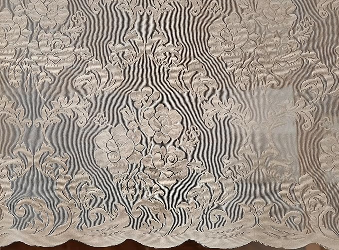 LinenZone Linen Rectangle Tablecloth for Rustic Vintage Decor. Sheer Lace Tablecloth Works Great As Wedding, Thanksgiving or Christmas Decor (Mia TC 60 x 84, Linen)