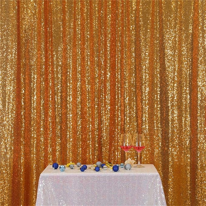 Eternal Beauty Yellow Gold Sequin Backdrop, 10x10 Ft Glitter Background Curtains for Shimmer Photography Party Wedding Birthday Back Drop Decor