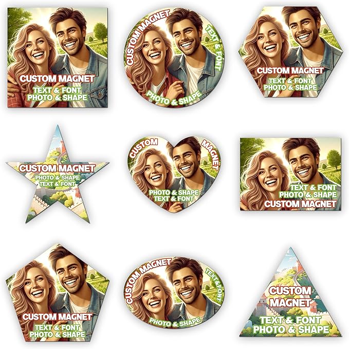KETABAO – 5" Personalized Pentagon Magnetic Picture Magnet - Custom Refrigerator and Car Magnets for Decorations and Gifts