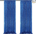 Royal Blue Backdrop Curtain Panels 2 Pieces 2ftx8ft Sequin Party Background for Birthdays Independence Day Theme Decorations