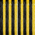 2 Pack Graduation Backdrop, 3.28 FT x 7.05 FT Black and Gold Foil Fringe Curtains, Metallic Foil Curtain Graduation Backdrop, Grad Party Supplies Black and Gold Party Decorations Class of 2025
