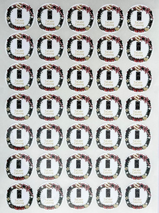 Custom Stickers for Weddings, Birthdays & Businesses - Personalized Labels with Your Logo - Waterproof, Fade and Heat Resistant - Pack of 100-1000 (Wreath R, 2 Inch)