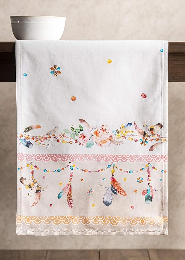 Maison d' Hermine Table Runner 100% Cotton Double Layer Table Runners 108 inches Long Decorative for Home Kitchen Dining Party Wedding Bridal Shower Spring Summer (Ibiza - Beige, 14.50" x 108")