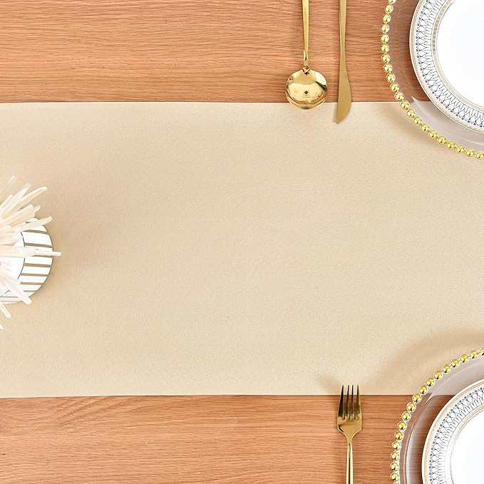 Farmhouse Beige Table Runner Dining Table Runners 90 Inches Long Coffee Table Runner for Dresser Living Room Bedroom Holiday Party Banquet 12X90 Inch