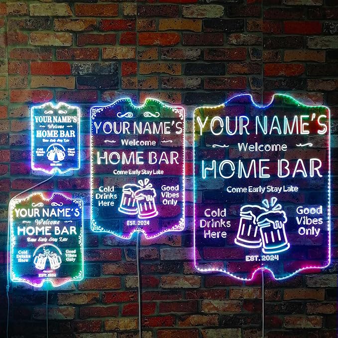 ADVPRO Personalized Your Name Home Bar RGB Dynamic Glam LED Sign - Cut-to-Edge Shape - Smart 3D Decoration - Multicolor Signage st06s64-fnd-p11-tm-c