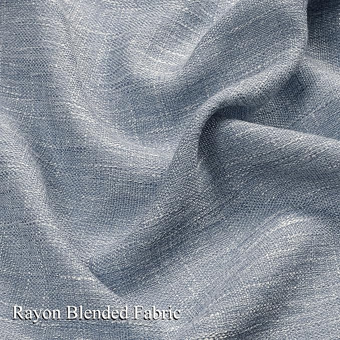 Vision Home Blue Pinch Pleated Semi Sheer Curtains Textured Light Filtering Window Curtains 108 inch for Living Room Bedroom Rayon Blend Chambray Blue Pinch Pleat Drapes with Hooks 2 Panels 40"Wx108"L