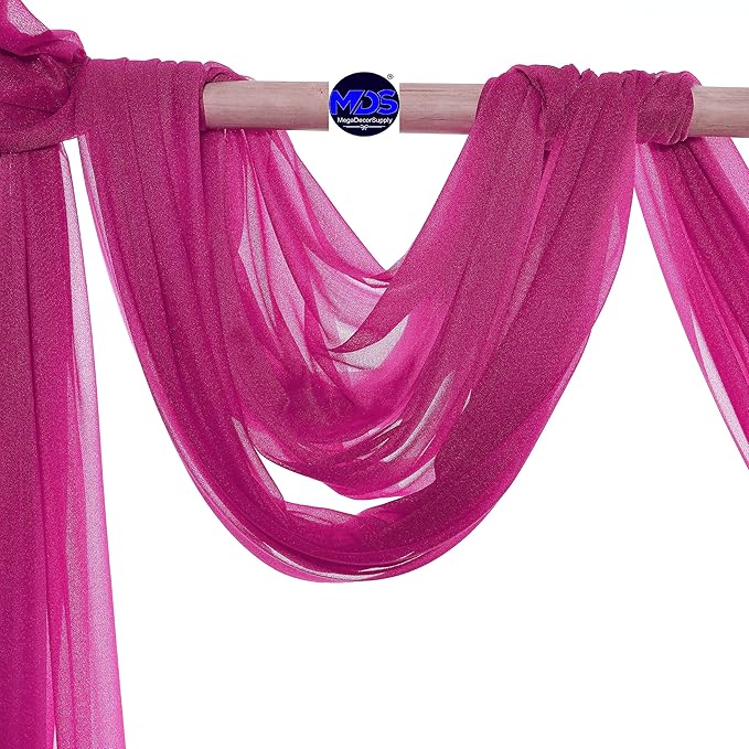 MDS Halloween Chiffon Draping Fabric - 2 Panel, 30" Wide x 50ft Long - Sheer Spooky Arbor & Canopy Drapery for Haunted House Backdrops, Party Ceilings, DIY Costumes & Themed Events - Magenta