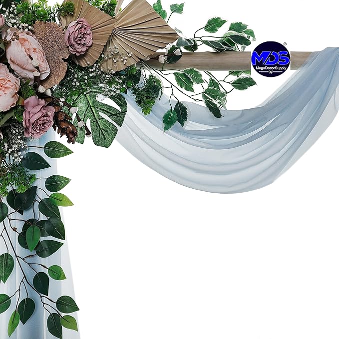 MDS Halloween Chiffon Draping Fabric - 2 Panel, 30" Wide x 50ft Long - Sheer Spooky Arbor & Canopy Drapery for Haunted House Backdrops, Party Ceilings, DIY Costumes & Themed Events - Baby Blue