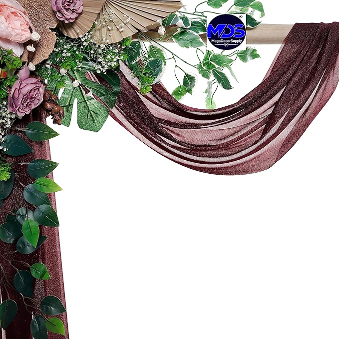 MDS Halloween Chiffon Draping Fabric - 1 Panel, 30" Wide x 20ft Long - Sheer Spooky Arbor & Canopy Drapery for Haunted House Backdrops, Party Ceilings, DIY Costumes & Themed Events - Burgundy