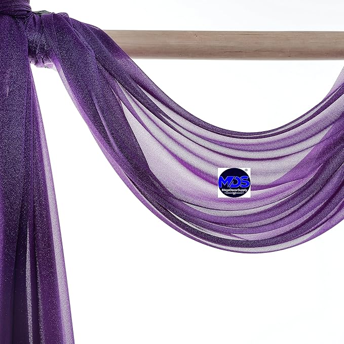 MDS Halloween Chiffon Draping Fabric - 1 Panel, 30" Wide x 50ft Long - Sheer Spooky Arbor & Canopy Drapery for Haunted House Backdrops, Party Ceilings, DIY Costumes & Themed Events - Cadbury Purple