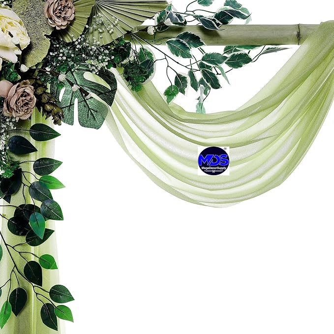 MDS Halloween Chiffon Draping Fabric - 1 Panel, 30" Wide x 50ft Long - Sheer Spooky Arbor & Canopy Drapery for Haunted House Backdrops, Party Ceilings, DIY Costumes & Themed Events - Sage Green