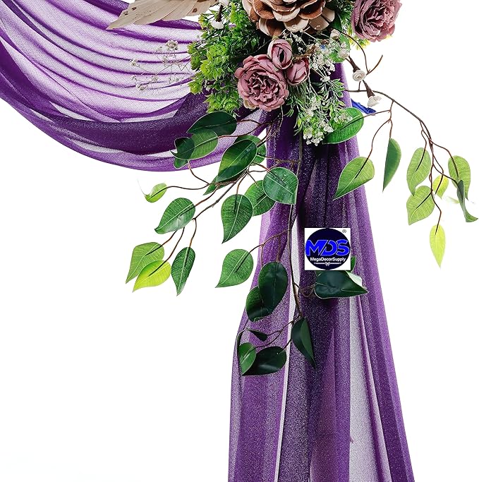 MDS Halloween Chiffon Draping Fabric - 2 Panel, 30" Wide x 30ft Long - Sheer Spooky Arbor & Canopy Drapery for Haunted House Backdrops, Party Ceilings, DIY Costumes & Themed Events - Cadbury Purple