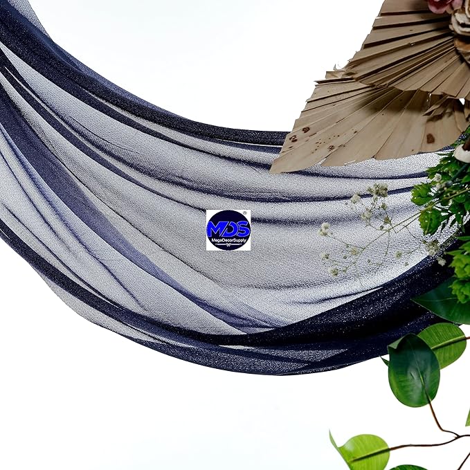 MDS Halloween Chiffon Draping Fabric - 1 Panel, 30" Wide x 50ft Long - Sheer Spooky Arbor & Canopy Drapery for Haunted House Backdrops, Party Ceilings, DIY Costumes & Themed Events - Navy Blue