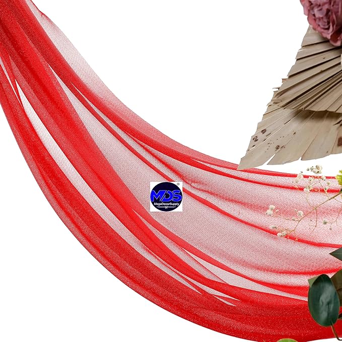 MDS Halloween Chiffon Draping Fabric - 2 Panel, 30" Wide x 30ft Long - Sheer Spooky Arbor & Canopy Drapery for Haunted House Backdrops, Party Ceilings, DIY Costumes & Themed Events - Red
