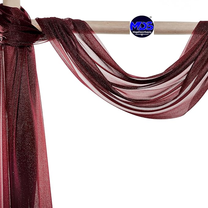 MDS Halloween Chiffon Draping Fabric - 1 Panel, 30" Wide x 75ft Long - Sheer Spooky Arbor & Canopy Drapery for Haunted House Backdrops, Party Ceilings, DIY Costumes & Themed Events - Burgundy