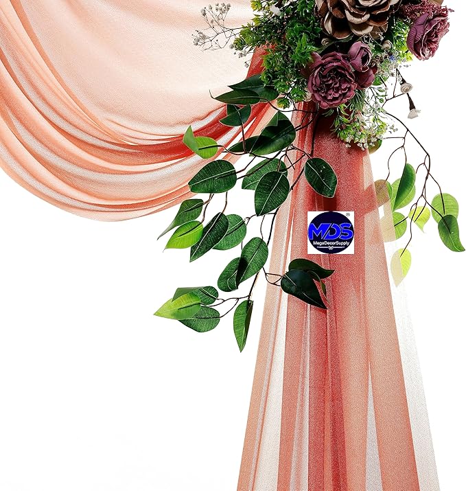 MDS Halloween Chiffon Draping Fabric - 1 Panel, 30" Wide x 30ft Long - Sheer Spooky Arbor & Canopy Drapery for Haunted House Backdrops, Party Ceilings, DIY Costumes & Themed Events - Terracotta