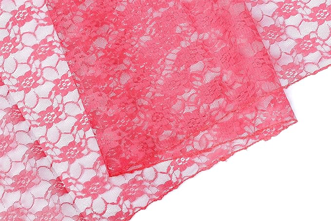 MDS Pack of 15 Wedding 12 x 108 inches Lace Table Runner for Wedding, Decorations for Birthday Parties, Banquets, Graduations, Engagements, and Runners fit Rectangle, Round Table- Coral