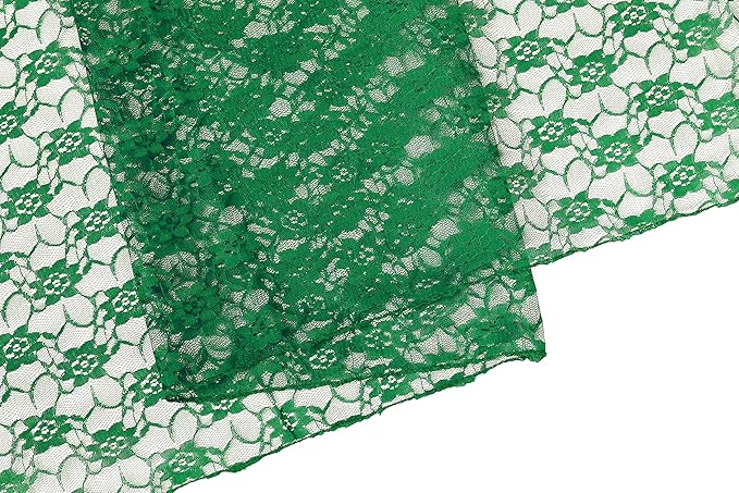 MDS Pack of 10 Wedding 12 x 108 inches Lace Table Runner for Wedding, Decorations for Birthday Parties, Banquets, Graduations, Engagements, and Runners fit Rectangle, Round Table- Hunter Green