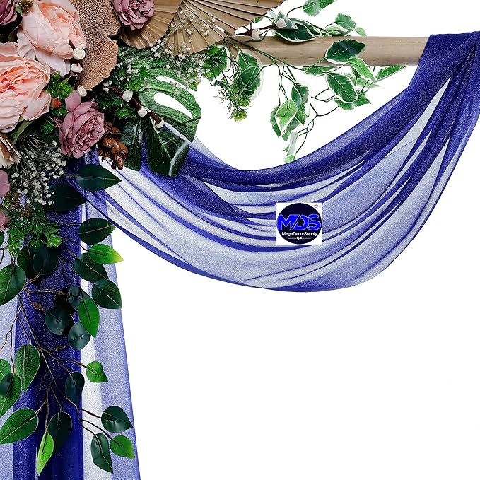 MDS Halloween Chiffon Draping Fabric - 2 Panel, 30" Wide x 40ft Long - Sheer Spooky Arbor & Canopy Drapery for Haunted House Backdrops, Party Ceilings, DIY Costumes & Themed Events - Royal Blue
