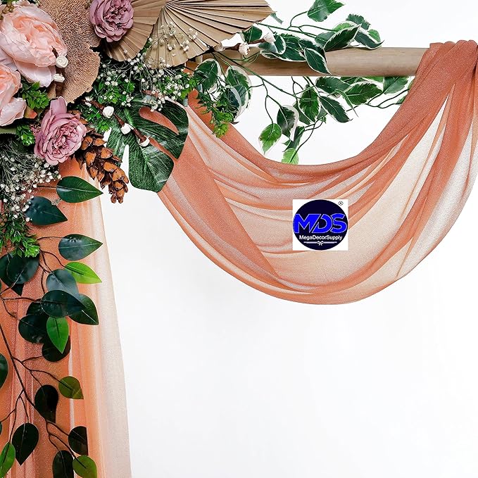 MDS Halloween Chiffon Draping Fabric - 1 Panel, 30" Wide x 20ft Long - Sheer Spooky Arbor & Canopy Drapery for Haunted House Backdrops, Party Ceilings, DIY Costumes & Themed Events - Coral Peach