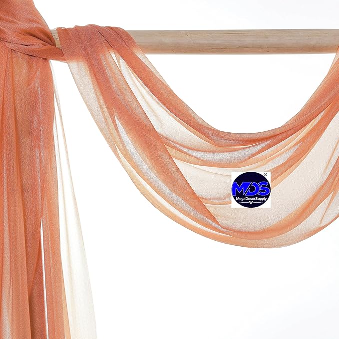 MDS Halloween Chiffon Draping Fabric - 1 Panel, 30" Wide x 20ft Long - Sheer Spooky Arbor & Canopy Drapery for Haunted House Backdrops, Party Ceilings, DIY Costumes & Themed Events - Coral Peach